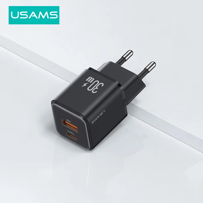 Usams PD 30W ปลั๊ก EU USB-A Type C พอร์ตชาร์จเร็ว ที่ชาร์จโทรศัพท์ QC3.0 PPS ชาร์จเร็ว