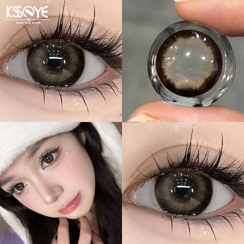 [ตาตุ๊กตาและเลนส์เกรด] ksseye คอนแทคเลนส์สี 14.5 มม รายปี ใช้คอนแทคเลนส์แบบธรรมชาติพร้อมโซลูชันสีน้ำตาล/สีเทาตาโตนักเรียนสุภาพสตรีอุปกรณ์แต่งหน้าคอนแทคเลนส์