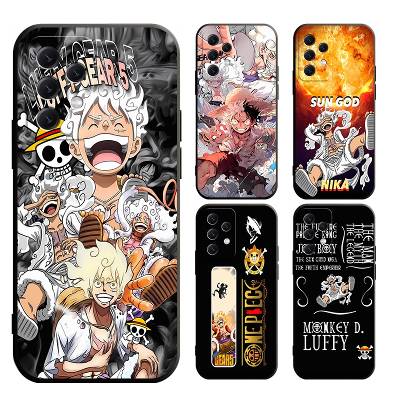 เคส Samsung S22 S23 S24 PLUS ULTRA FE นิ่ม เนื้อแมตต์ ลายอนิเมะ One Piece Luffy Gear 5 สีดํา สําหรับ