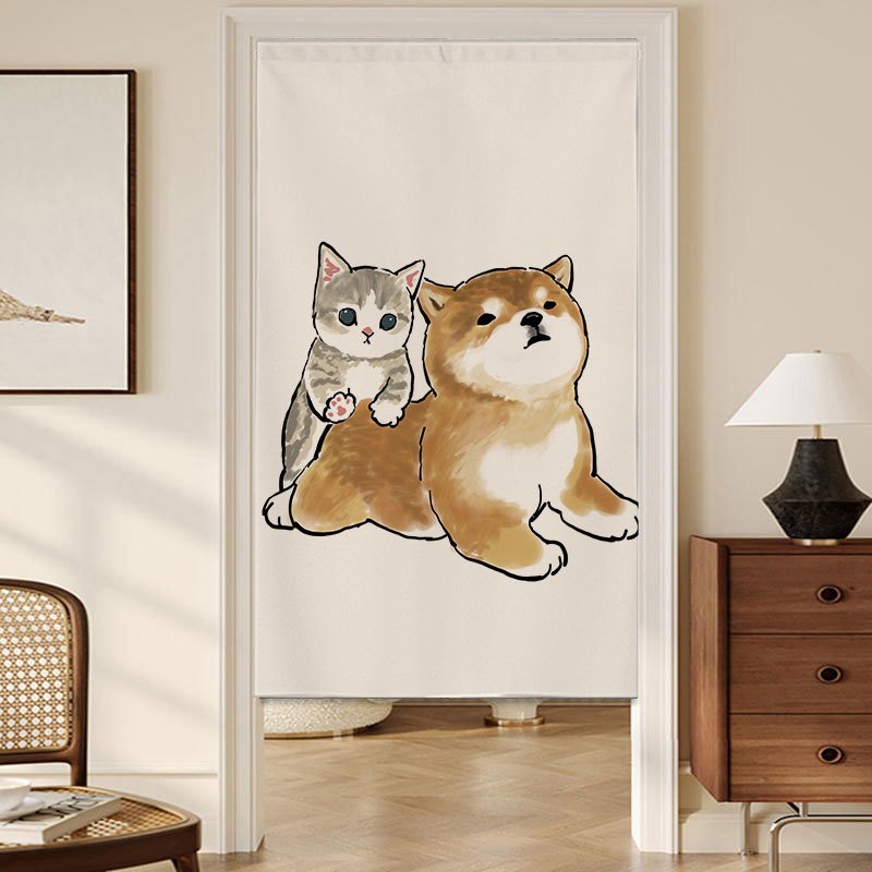 แนะนำ ผ้าม่าน ผ้าม่านประตู ลายแมวน่ารัก ไม่ต้องเจาะรู สไตล์เวลโคร ราคาพิเศษ มีเก็บเงินปลายทาง