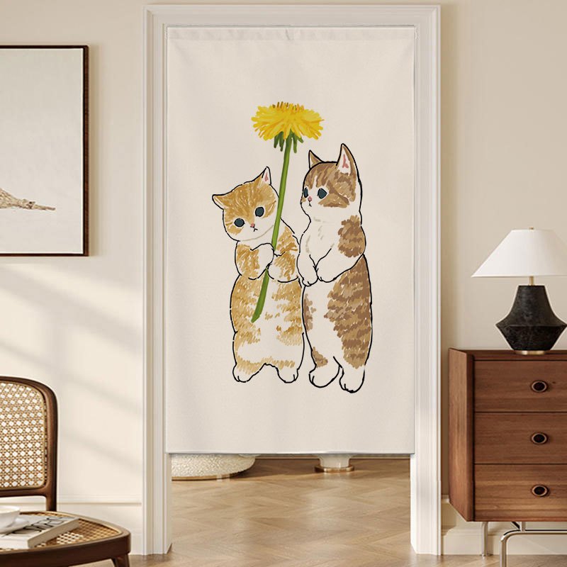 แนะนำ ผ้าม่าน ผ้าม่านประตู ลายแมวน่ารัก ไม่ต้องเจาะรู สไตล์เวลโคร ราคาพิเศษ มีเก็บเงินปลายทาง