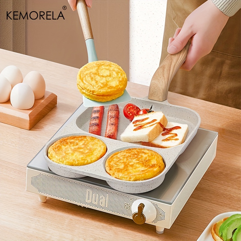 KEMORELA กระทะ 3-in-1 อเนกประสงค์ ไม่ติดกระทะ ทําสเต็ก อาหารเช้า ไข่ แฮมเบอร์เกอร์ ไข่เจียว ในครัวเรือน ใช้เตาแม่เหล็กไฟฟ้า ขนาดเล็ก