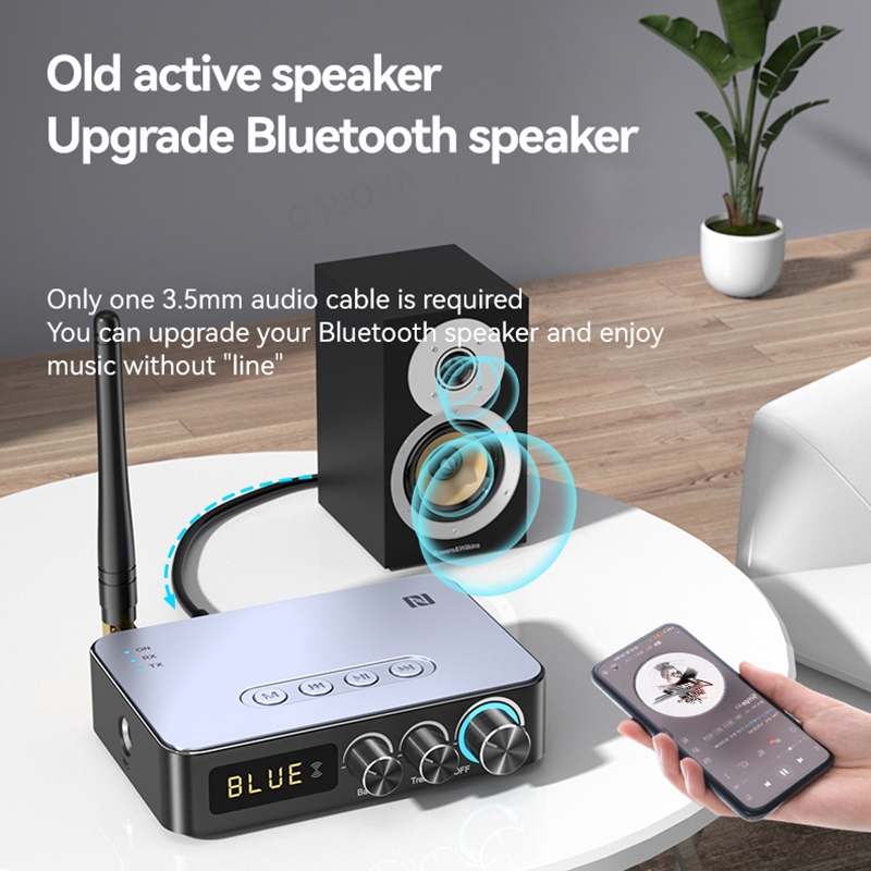 Nfc อะแดปเตอร์รับส่งสัญญาณเสียงสเตอริโอ บลูทูธ 5.1 AUX RCA ไร้สาย 3.5 มม. พร้อมรีโมตคอนโทรล IR รองรับคาราโอเกะ