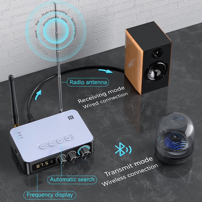 Nfc อะแดปเตอร์รับส่งสัญญาณเสียงสเตอริโอ บลูทูธ 5.1 AUX RCA ไร้สาย 3.5 มม. พร้อมรีโมตคอนโทรล IR รองรับคาราโอเกะ