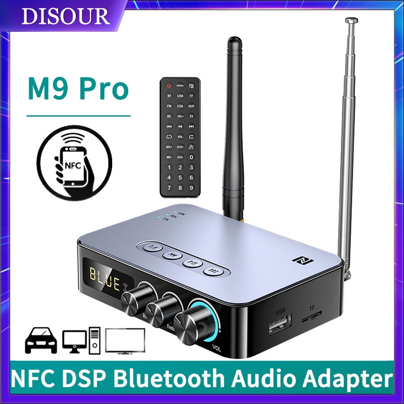 Nfc อะแดปเตอร์รับส่งสัญญาณเสียงสเตอริโอ บลูทูธ 5.1 AUX RCA ไร้สาย 3.5 มม. พร้อมรีโมตคอนโทรล IR รองรับคาราโอเกะ