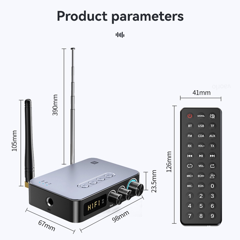 Nfc อะแดปเตอร์รับส่งสัญญาณเสียงสเตอริโอ บลูทูธ 5.1 AUX RCA ไร้สาย 3.5 มม. พร้อมรีโมตคอนโทรล IR รองรับคาราโอเกะ