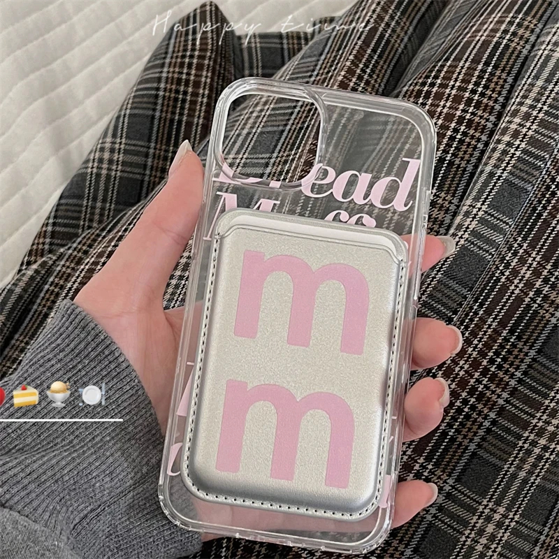 เคสโทรศัพท์มือถือ ลายตัว M สีชมพู สําหรับ iPhone15pro 15promax 14 14promax 14pro