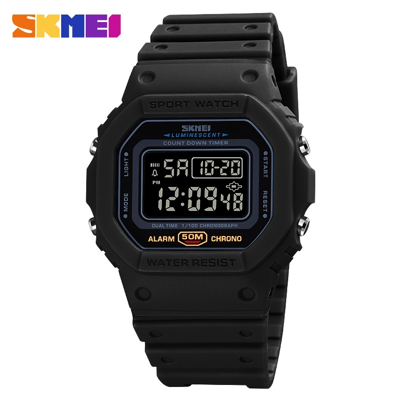 SKMEI สมี 1628 นาฬิกาดิจิตอลทหารสําหรับผู้ชายกีฬากันน้ําจอแสดงผล นํา นับถอยหลังนาฬิกาข้อมือบุรุษ