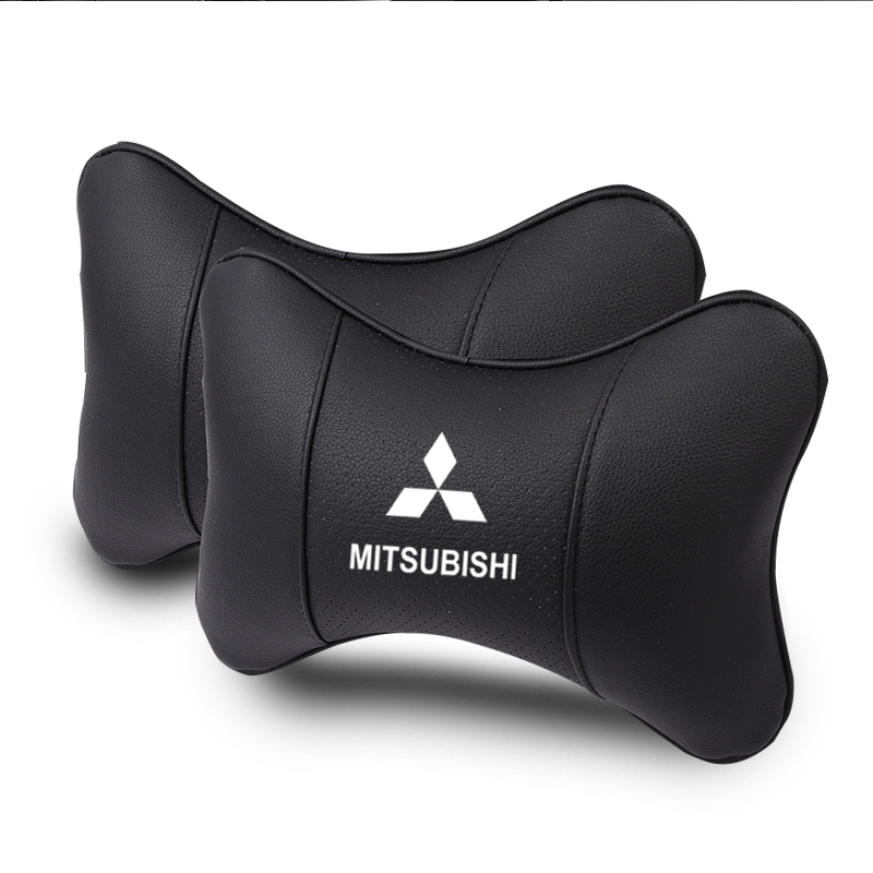 2PCS Breathable หนัง Headrest หมอนรองคอรถหัวคอหมอนสําหรับ Mitsubishi ASX RVR Pajero Sport Outlander 