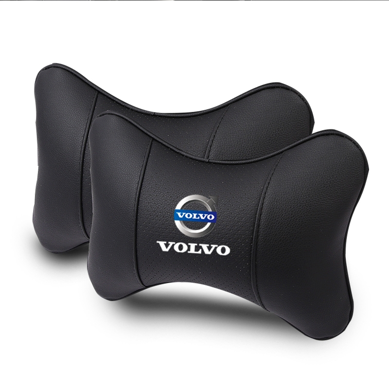 2PCS Breathable หนัง Headrest หมอนรองคอรถหัวคอหมอนสําหรับ Volvo XC40 XC60 XC90 V40 S90 S80 S60 S40 อ
