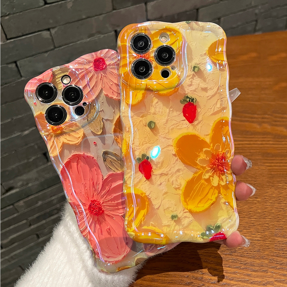 เคสโทรศัพท์ซิลิโคน TPU แบบนิ่ม ลายดอกไม้ สีฟ้า สําหรับ iPhone 15 Pro Max 11 14 13 12 Pro Max 15ProMax