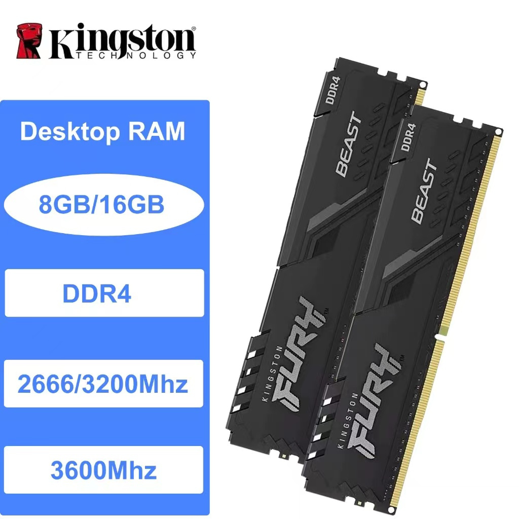 Kingston FURY แรมหน่วยความจําเดสก์ท็อป 8GB 16GB DDR4 2666Mhz 3200Mhz 3600Mhz 288Pin DIMM