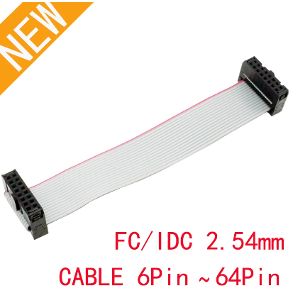2pcs FC/IDC 1.27MM pitch FC-6/8/10/14/16/20/26/30/40/50/64 PIN JTAG ISP DOWNLOAD CABLE สีเทาแบนริบบิ