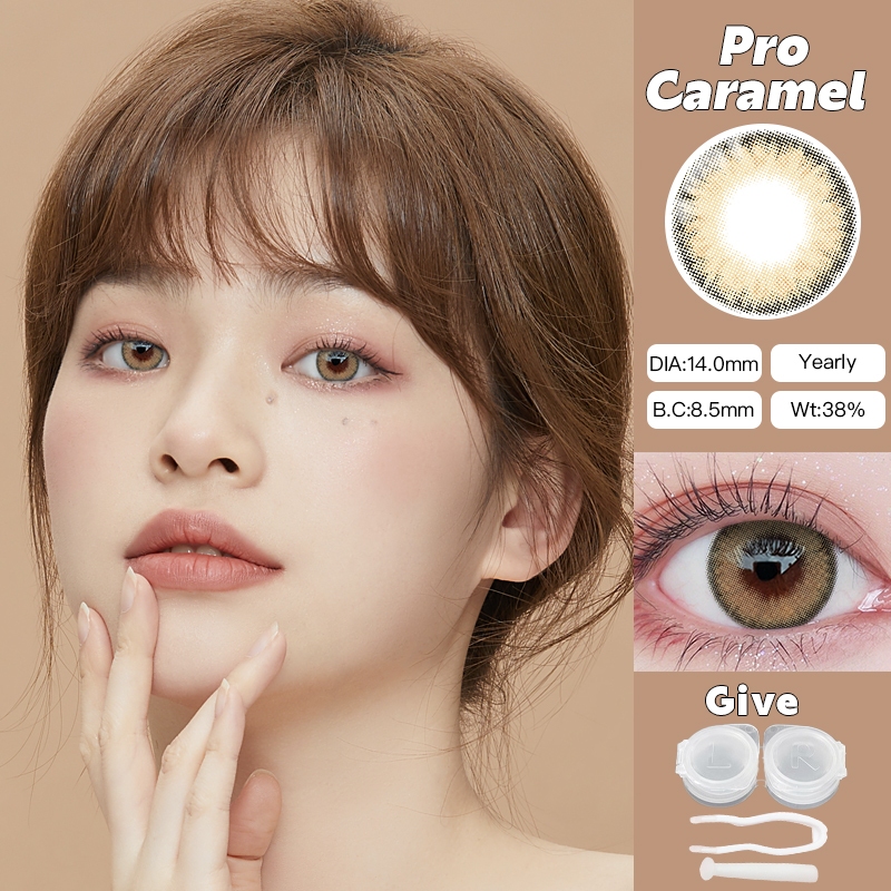 O2girl คอนแทคเลนส์โพลาร์ 14.0-14.5 มม. สีดํา น้ําตาล เทา ฟ้า ใช้ได้หนึ่งปี 2 ชิ้น