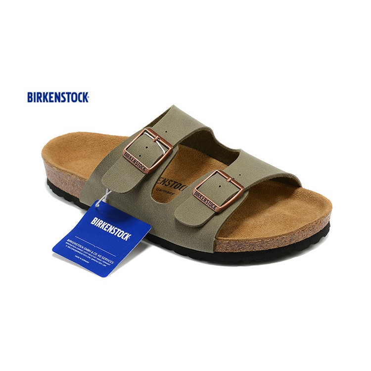 Birkenstock Arizona Soft Sole Double Button Men Women Beach Sandals 751 Oil Wax Grey