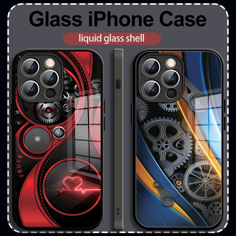ขายเคส iPhone Glass คุณภาพสูงสำหรับ iPhone16 15 14 13 12 11ProMax Case เครื่องเกราะสีแดง iPhone XR XSMax 7 8Plus 6S Plus เคส iPhone สำหรับผู้ชายและผู้หญิง