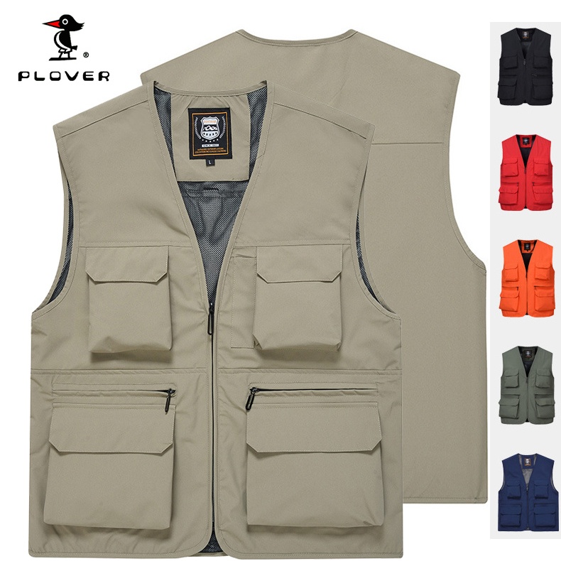 เสื้อกั๊กแจ็กเก็ต หลายกระเป๋า พลัสไซซ์ 5XL เหมาะกับใส่กลางแจ้ง เล่นกีฬา ตกปลา สําหรับผู้ชาย