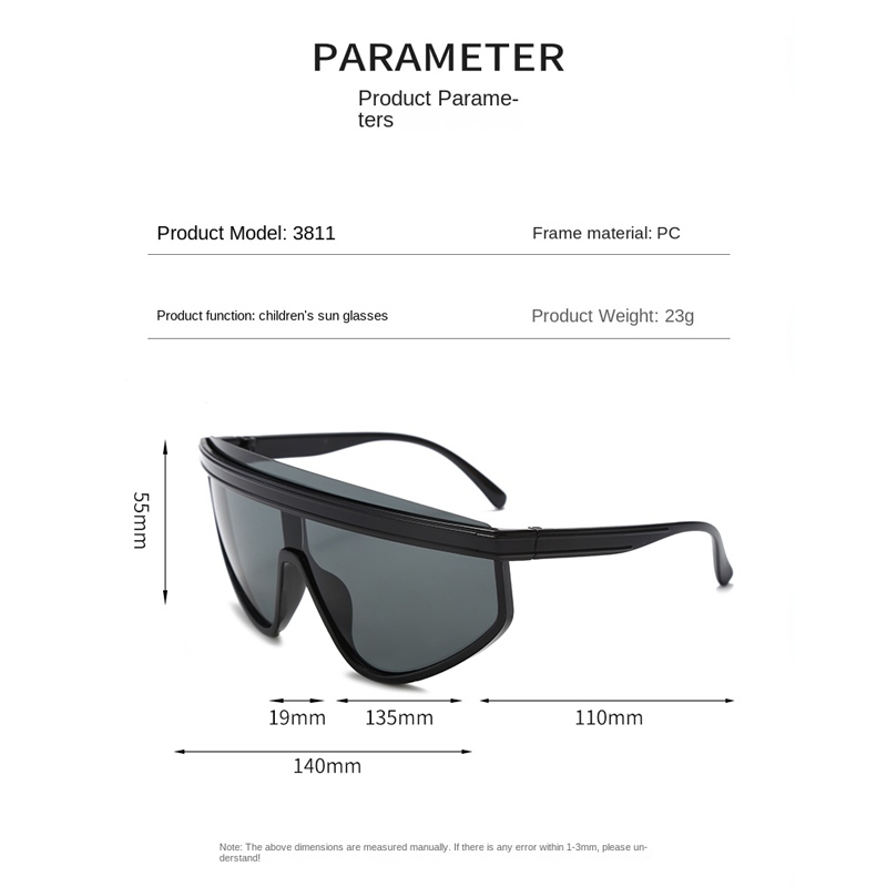 แว่นตากันแดด กรอบขนาดใหญ่ ป้องกันลม เหมาะกับใส่ขี่จักรยาน สําหรับเด็กผู้ชาย และเด็กผู้หญิง - รูปที่ 3