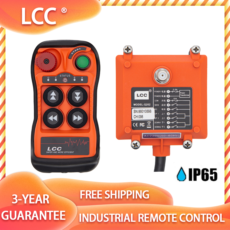 LCC Q400 รีโมทไร้สายอุตสาหกรรม 4 ปุ่ม IP65 ควบคุมเครน/รอก 12V-380Vเครนควบคุมระยะไกล รถบรรทุกติดเครน รอกไฟฟ้า