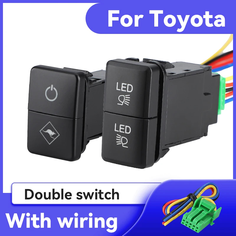 สวิตช์ไฟตัดหมอก แบบปุ่มคู่ พร้อมสายไฟ ดัดแปลง สําหรับ Toyota FJ Land Cruiser Prado 4Runner Tacoma Cam