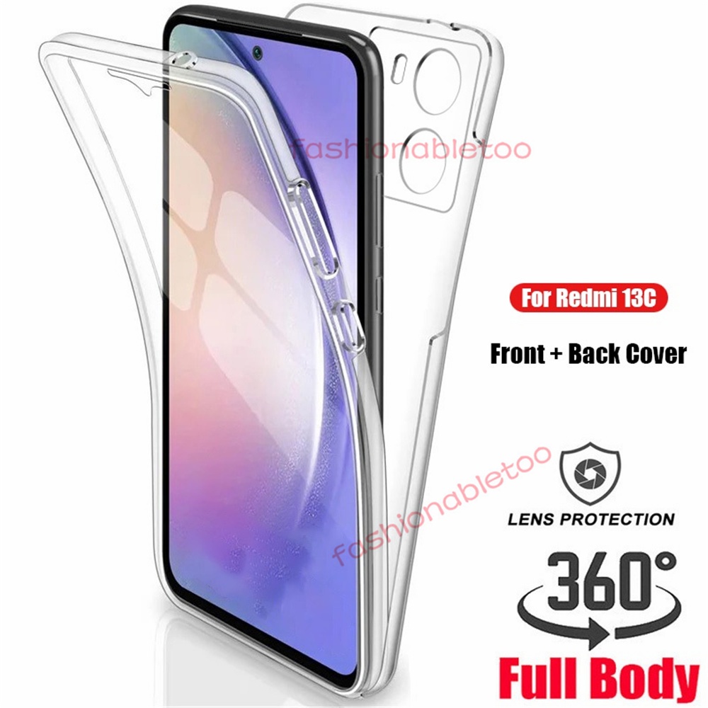 เคสโทรศัพท์มือถือ ซิลิโคนนิ่ม TPU ใส กันกระแทก ป้องกันเต็มเครื่อง 360 องศา สําหรับ Redmi Note 13 pro + 13R pro 13Rpro 13 Turbo 13Turbo Note13pro+ Note13proplus 4G 5G