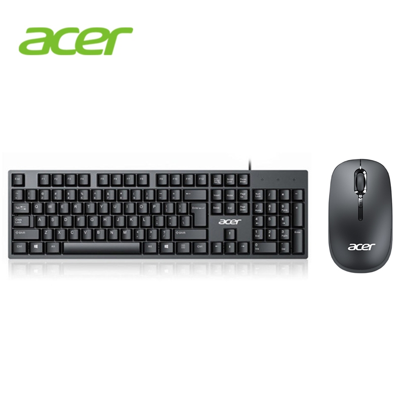 Acer ชุดคีย์บอร์ดและเมาส์แบบมีสาย สำนักงาน ธุรกิจ โน๊ตบุ๊ค USB คอมพิวเตอร์ตั้งโต๊ะ คีย์บอร์ดและเมาส์กันน้ำ แป้นพิมพ์สําหรับสํานักงาน