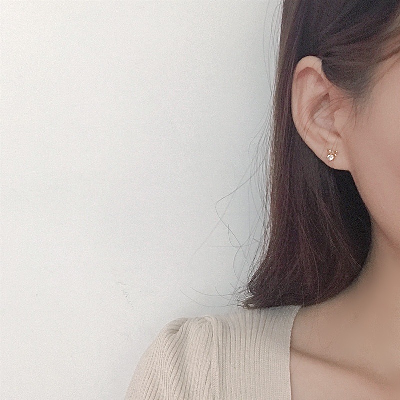 ต่างหู รูปโบว์ ประดับเพชร สีทอง สีเงิน สไตล์เกาหลี เหมาะกับของขวัญปีใหม่ สําหรับผู้หญิง และนักเรียน - รูปที่ 4