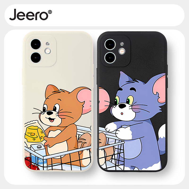 Jeero เคสคู่ เคสไอโฟน คู่รัก กันกระแทกซิลิโคนนุ่มการ์ตูนน่ารักตลก เคสโทรศัพท์ Compatible for iPhone 16 15 14 13 12 11 Pro Max SE 2020 X XR XS 8 7 6 6S Plus พลัส HFF3805