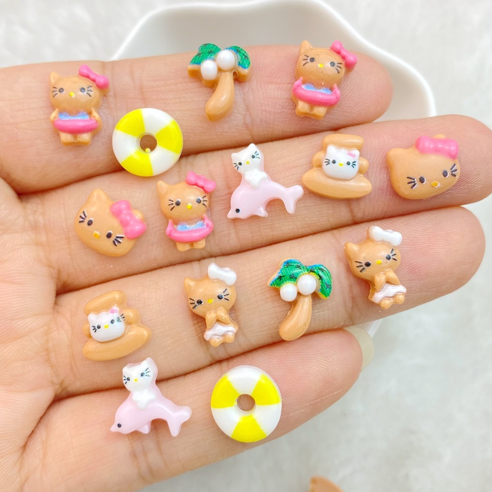 ขายดีที่สุด การ์ตูนแมวน่ารัก 3D ขนาดเล็ก หลากสี สําหรับตกแต่งเล็บ DIY 30 ชิ้น