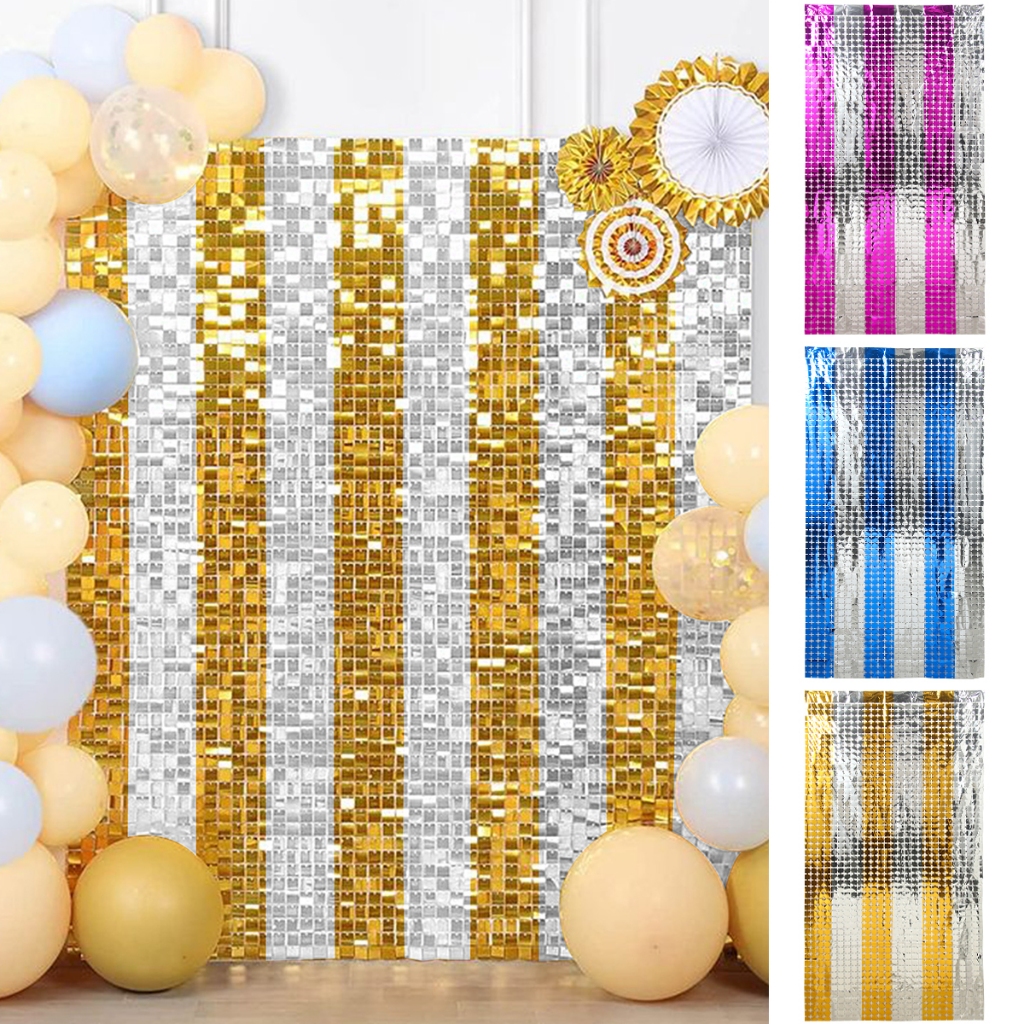 1 * 2 เมตร สีทอง สีเงิน บล็อกพื้นหลัง ตกแต่งปาร์ตี้ ผ้าม่านเมทัลลิก ฉากหลัง บูธภาพ อุปกรณ์ประกอบฉาก สําหรับวันเกิด จบการศึกษา งานแต่งงาน เด็ก อาบน้ํา ตกแต่งงานเลี้ยง