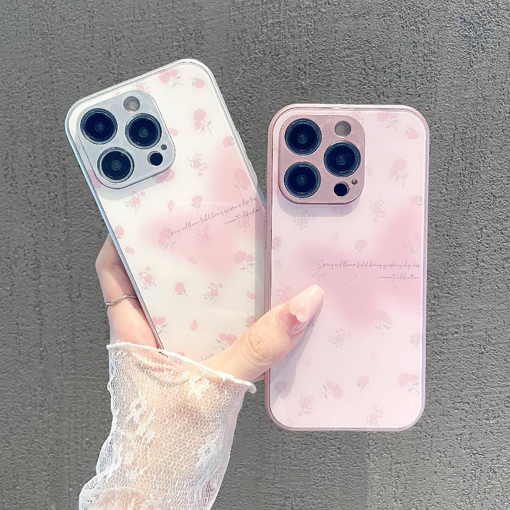 เคสกระจกนิรภัย ลายดอกไม้ ผีเสื้อ สําหรับ เคส Samsung Galaxy A12 A13 A14 A73 A72 A71 A54 A53 A52S A51 A42 A34 A33 A32 A23 A22 A24 4G 5G