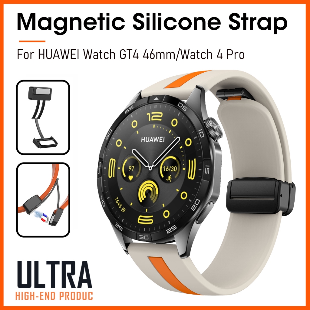 สายนาฬิกาข้อมือซิลิโคน พร้อมเข็มกลัดแม่เหล็ก พับได้ สําหรับ Huawei Watch GT4 46 มม. Ultimate Huawei Watch 4 Pro Huawei Watch GT2 Pro GT3 SE Honor Magic 2 46 มม.