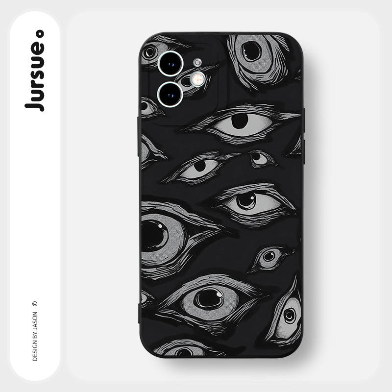 JURSUE สีดำ เคสไอโฟน เคสซิลิโคนนุ่มกันกระแทกน่ารักตลก เคสโทรศัพท์ Compatible for iPhone 16 15 14 13 12 11 Pro Max SE 2020 X XR XS 8 7 Plus พลัส XYY4442
