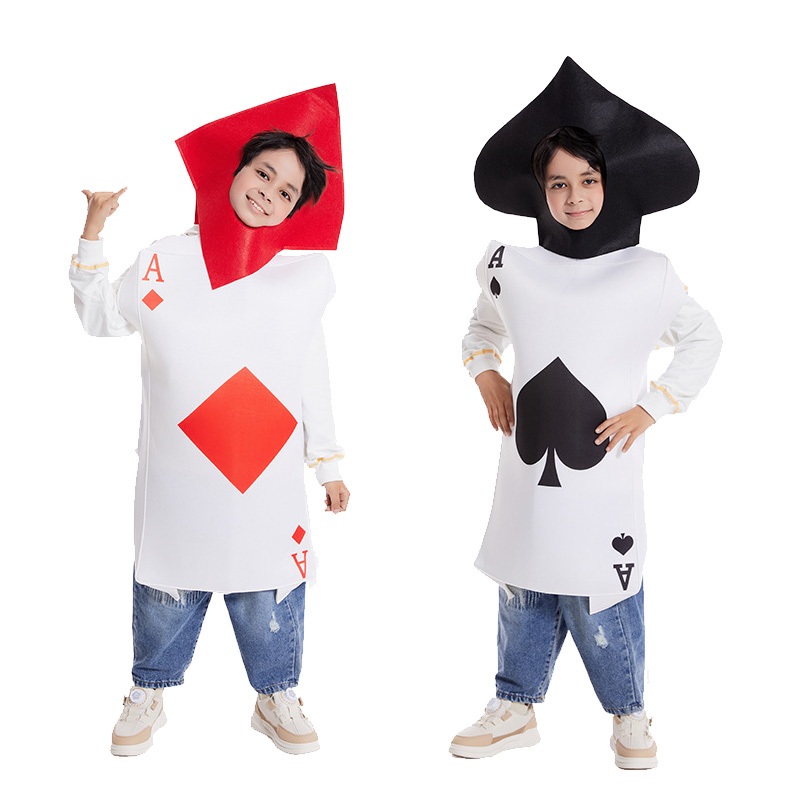 เครื่องแต่งกายคอสเพลย์ โป๊กเกอร์ Alice in Wonderland Ace of Diamonds Ace of Spade สําหรับเด็ก