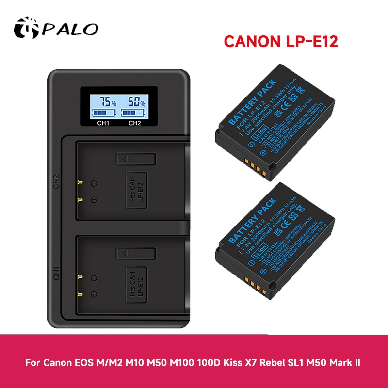 Palo ที่ชาร์จแบตเตอรี่กล้อง LCD LP-E12 LP E12 สําหรับ Canon EOS M10 M50 M100 100D Kiss X7 Rebel SL1 