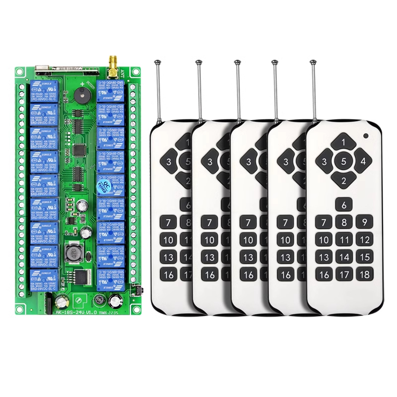 เครื่องส่งสัญญาณไร้สาย 18CH RF ASK 433MHz 18 คีย์ พลังงานสูง สําหรับสวิตช์เตือนภัย