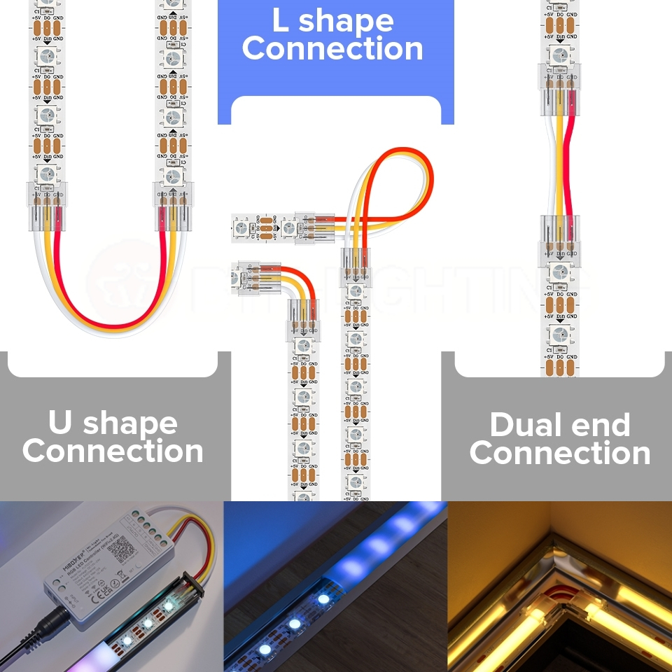 BTF-LIGHTING ขั้วต่อแถบไฟ SMD Led เหมาะสําหรับไฟแถบ LED SMD 10/12 มม.(WS2812 WS2811 WS2813 WS2815 SK