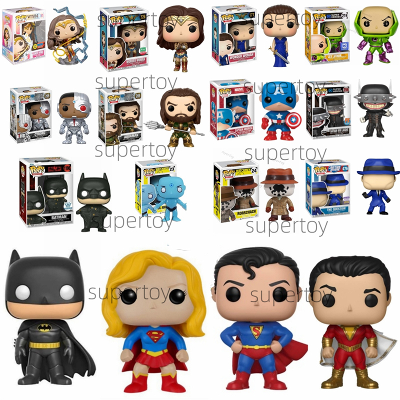Funko Pop Movies: ตุ๊กตาฟิกเกอร์ Justice League - Batman Aquaman Wonder Woman Superman Cyborg Shazam