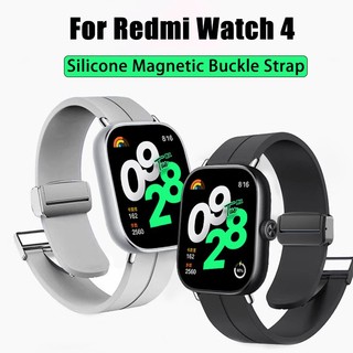 สายนาฬิกาซิลิโคนแม่เหล็กสําหรับ Xiaomi Redmi นาฬิกา 4 3active lite เปลี่ยนสายนาฬิกากีฬาสําหรับ Redmi นาฬิกา 4 MiBand 10Pro 8Pro Correa สร้อยข้อมืออุปกรณ์เสริม