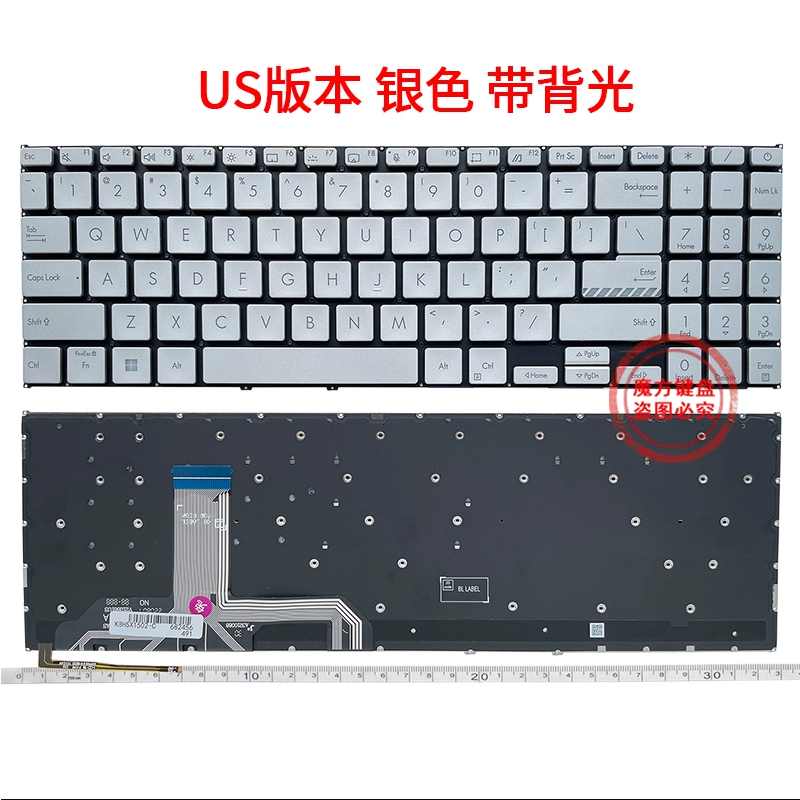 สําหรับ ASUS M1503Q X1502ZA X1502VA M1502Z X1603Z X1603ZA US คีย์บอร์ด Backlit เงิน