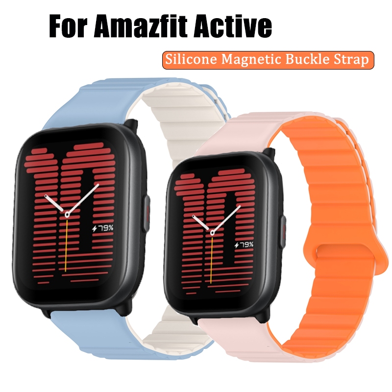 สายนาฬิกาข้อมือซิลิโคน แบบนิ่ม แม่เหล็ก ปรับความยาวได้ สําหรับ Huami Amazfit Active Smart Watch