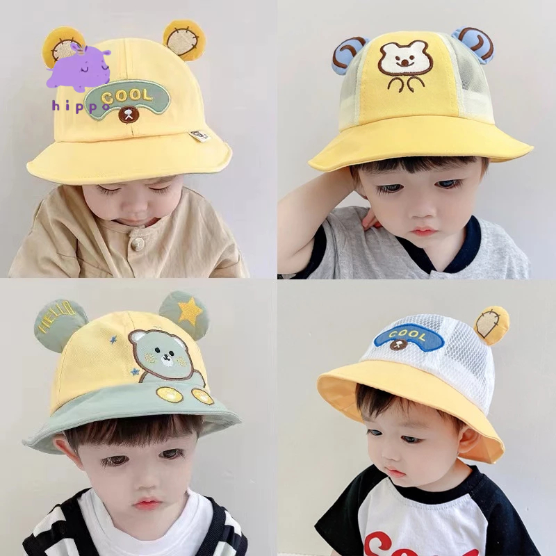 หมวกเด็ก 4เดือน-2ปี รอบหัว:48-50 cm. ปักอักษร COOL หมวกบักเก็ต（Hippo baby19）