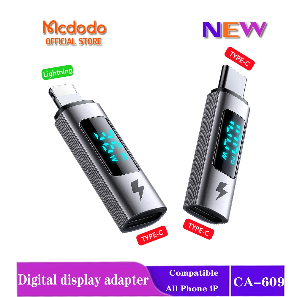 Mcdodo อะแดปเตอร์หน้าจอดิจิทัล 100W Type C เป็น Lighining Type C ชาร์จเร็ว สําหรับ iP 15 14 Pro Max 13 12 11 Xr 8 OT-609 610