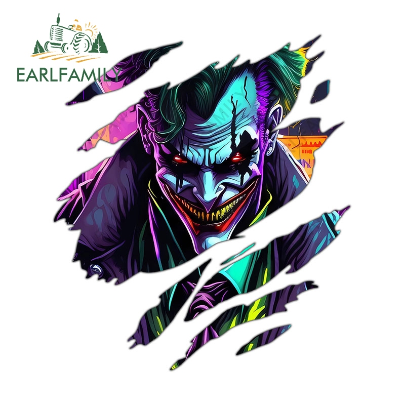 EARLFAMILY 13 ซม.x 11.4 ซม.Joker สติกเกอร์รถรถจักรยานยนต์ RV Camper Creative Graffiti Decals Scratch