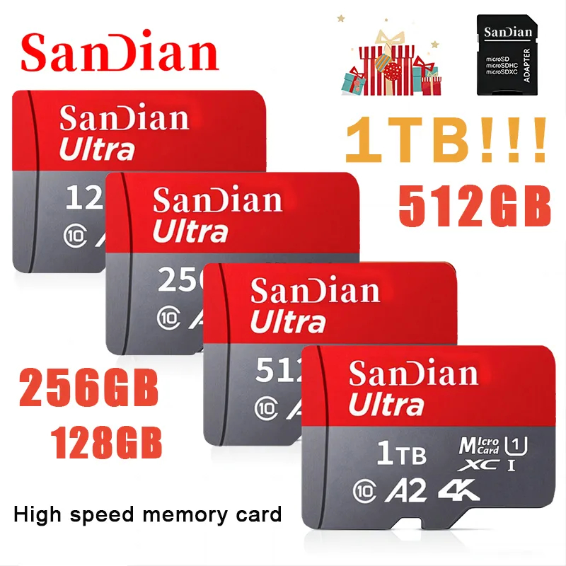 ของแท้ การ์ดหน่วยความจํา 1TB 512GB Micro TF SD ความเร็วสูง 256GB ความจุขนาดใหญ่ สําหรับโทรศัพท์ PC กล้อง