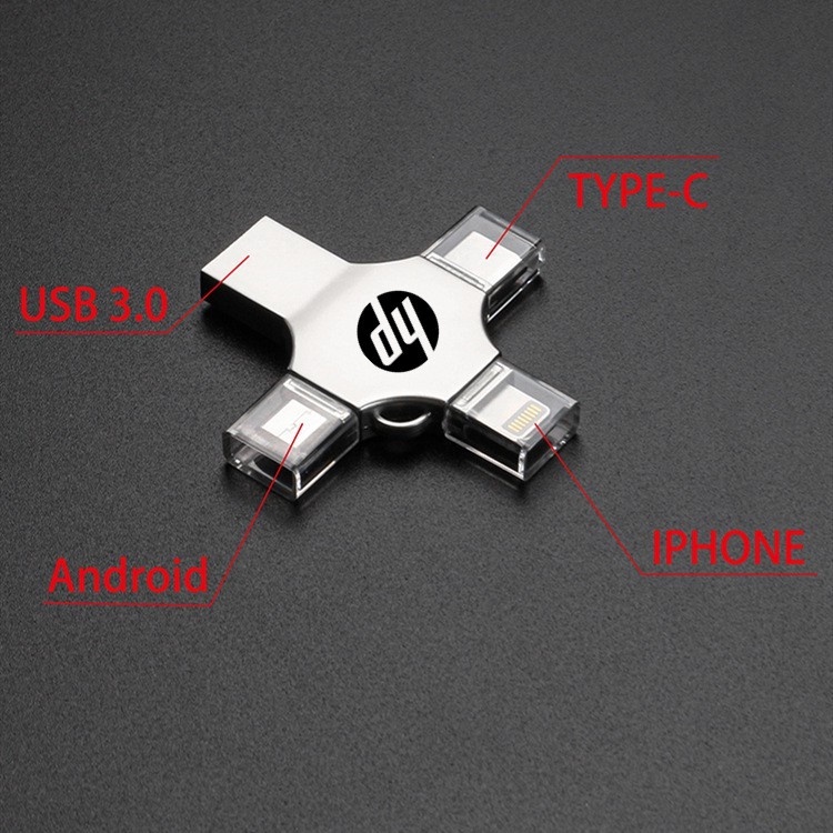 แฟลชไดรฟ์ 2TB 4-in-1 USB 3.0 OTG ความเร็วสูง Type-C สําหรับ i O S Tablet Android Smartphone PC