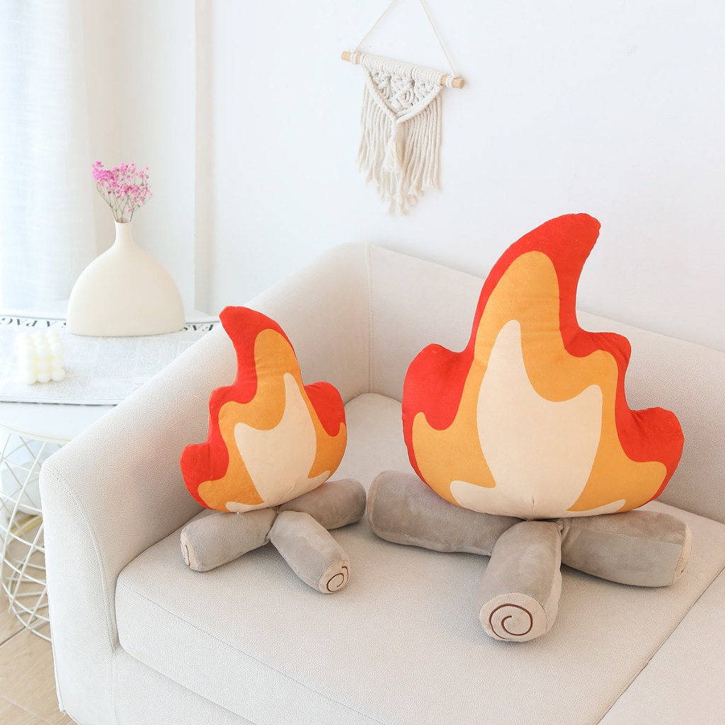 Campfire หมอนตุ๊กตา, จําลอง Bonfire ตุ๊กตา Plushies ของเล่น, ไฟปลอมฟืนหมอน Plush สําหรับกลางแจ้ง Camping Room Decor