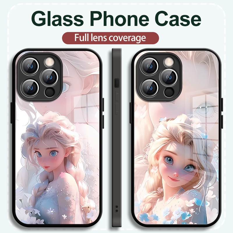 เคส Apple Glass คุณภาพสูงสำหรับ iPhone15 14 13 12 11ProMax รูปแบบสาวสำหรับการ์ตูนสร้างสรรค์ iPhone XR XSMax 7 8Plus 6S Plus กรณีป้องกันสำหรับผู้หญิง