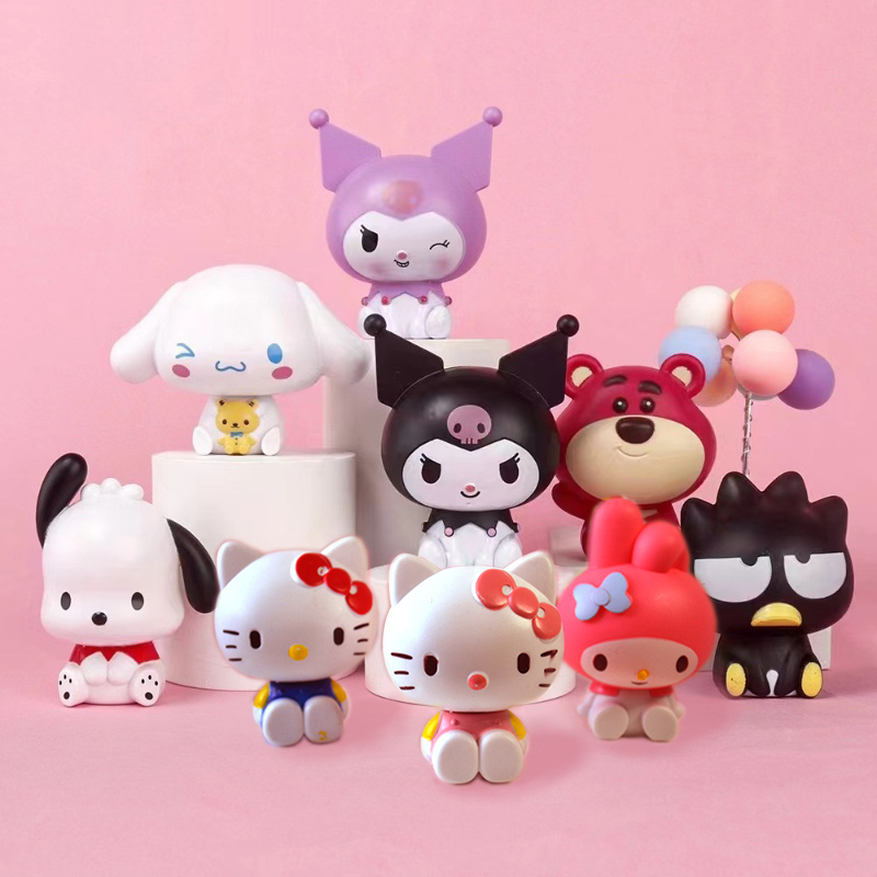 ตุ๊กตาอนิเมะ Kuromi Sanrio Hello Kitty Melody สําหรับตกแต่งเค้กวันเกิดเด็ก