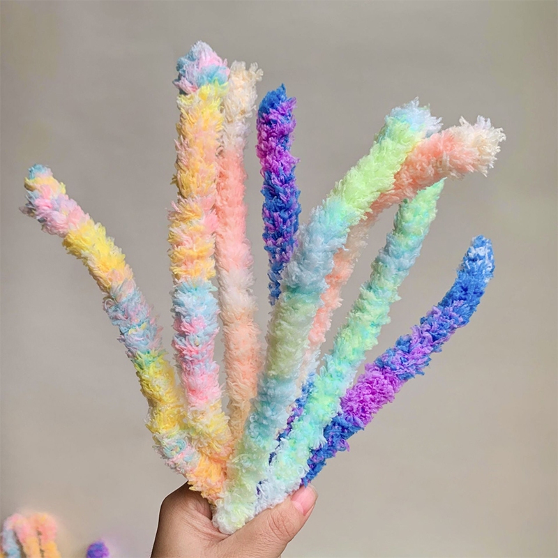 1ชิ้นของเล่นไล่โทนสีสีขนยาวขนสัตว์ลวดเหล็กแถบติดสตริงตุ๊กตาบิดติดด้ายริบบิ้นใหม่งานฝีมือ ทําเอง อุปกรณ์เย็บผ้า